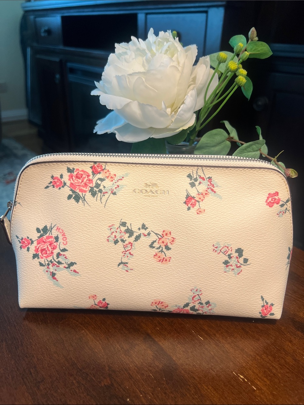 Coach Floral Leather Zip Pouch - Picture 1 of 17